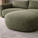 Ecksofa Chaiselongue olivgrün Strukturstoff Dwayne – rechts