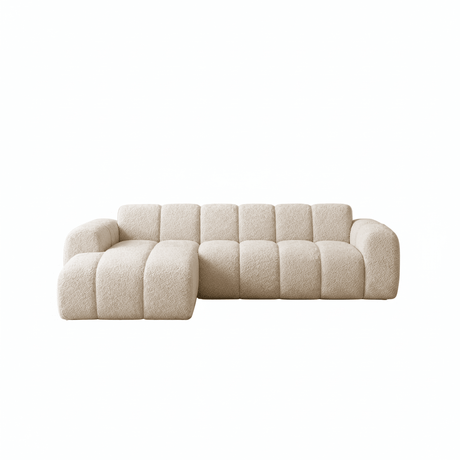 Ecksofa mit Lounge-Beige-Samtstrukturstoff – Streifen – links – Brix