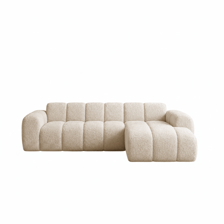 Ecksofa mit Lounge-Beige-Samtstrukturstoff – Streifen – rechts – Brix