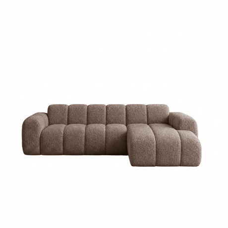 Ecksofa mit Lounge-Stoff aus weichem braunem Bouclé – Streifen – rechts – Brix