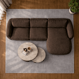Ecksofa Chaiselongue mokka braun Strukturstoff Dwayne – rechts