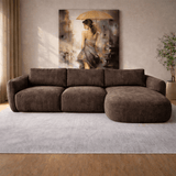 Ecksofa Chaiselongue mokka braun Strukturstoff Dwayne – rechts