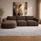 Ecksofa Chaiselongue mokka braun Strukturstoff Dwayne – links