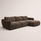 Ecksofa Chaiselongue mokka braun Strukturstoff Dwayne – rechts