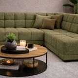 Hoekbank met lounge olijf groen bouclé stof Nova - rechts