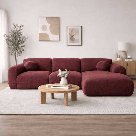 Ecksofa mit olivgrünem Chenille-Bezug, Modell Shane - links