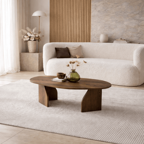 Organischer Couchtisch Walnuss Melamin Regal - 105x65 cm 