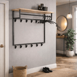 Garderobenständer – Industriegarderobe aus Metall mit Akazienholz, 12 Haken 100 x 80 cm – Teun – Dimehouse