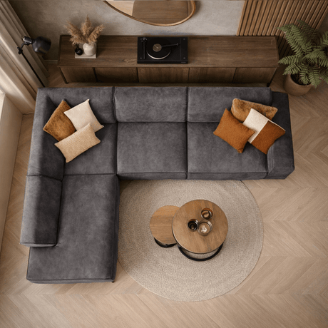 Industrielle Ecksofa anthrazit Eco-Leder Brisbane - links 