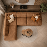 Industrielles Ecksofa aus cognacfarbenem Öko-Leder Brisbane – links