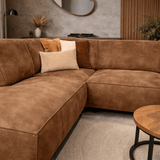 Industrielles Ecksofa aus cognacfarbenem Öko-Leder Brisbane – links