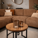 Industrielles Ecksofa aus cognacfarbenem Öko-Leder Brisbane – links