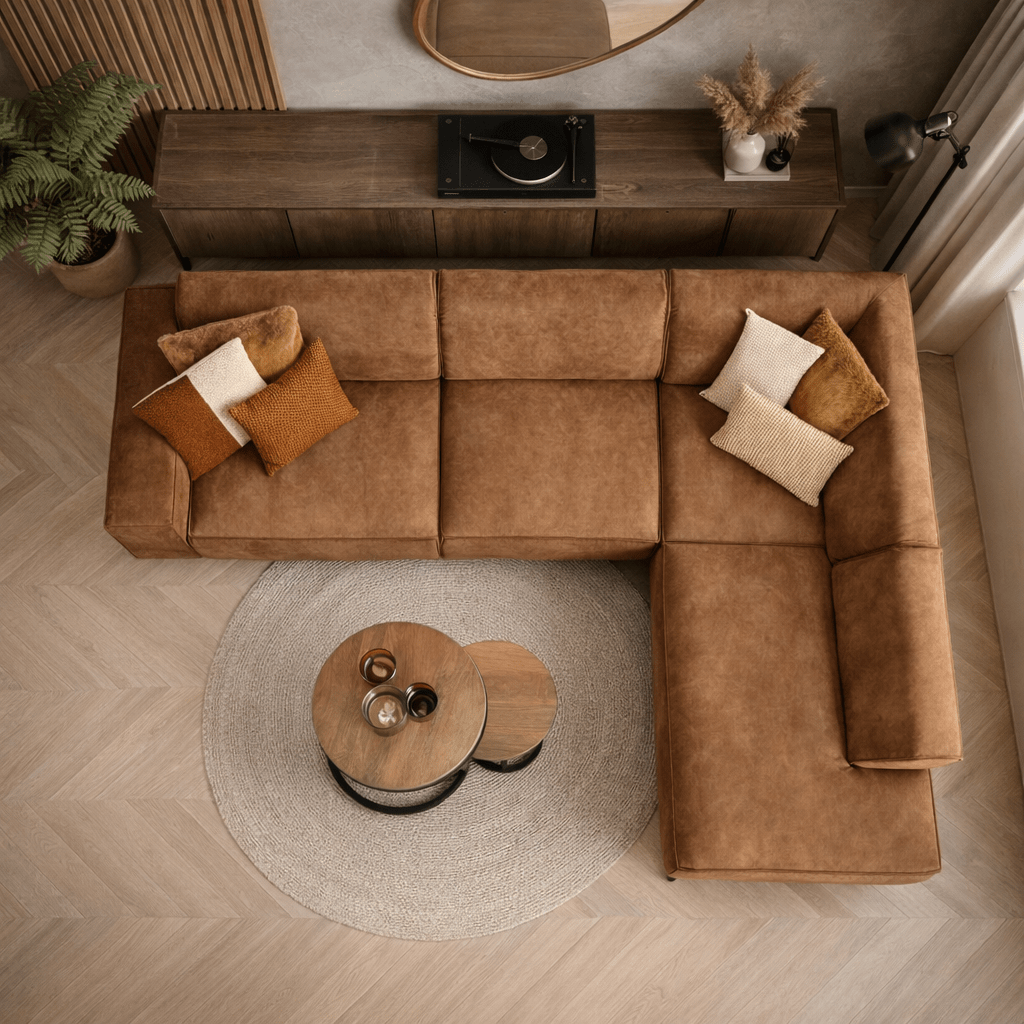 Industrielle Eckcouch Cognac Eco-Leder Brisbane - rechts 