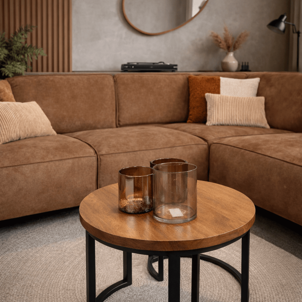 Industrielle Eckcouch Cognac Eco-Leder Brisbane - rechts 