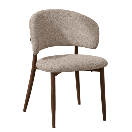 Japandi Esszimmerstuhl Yura Beige - Gestell in Walnussoptik