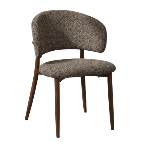 Japandi Esszimmerstuhl Yura Beige - Gestell in Walnussoptik
