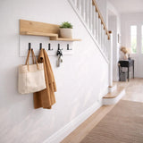 Garderobe 5-Haken Weiß, Eichenholz Melamin - 65 cm 