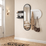 Kleiderständer Weiß Melamin 9-Haken - Mit Spiegel - Zwei Regale 