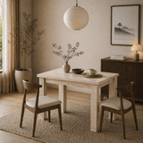 Kleiner Esstisch Travertin Melamin - 110 cm - mit Stauraum - Kara