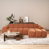 Banken-Hoekbank met lounge koper bouclé stof - strepen - rechts - Brix-Dimehouse