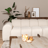 Banken-Hoekbank met lounge beige bouclé stof - strepen - rechts - Brix-Dimehouse