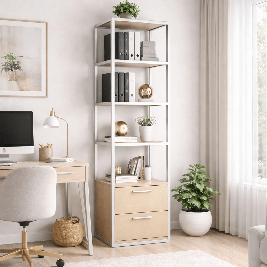 Bücherregal Robbins Weiß Weißeiche Melamin 39x160x39 cm
