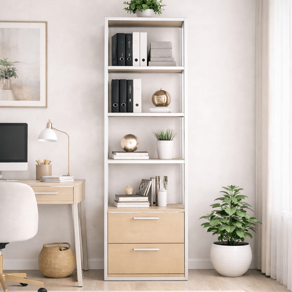 Bücherregal Robbins Weiß Weißeiche Melamin 39x160x39 cm