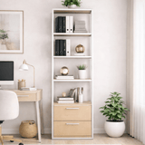 Bücherregal Robbins Weiß Weißeiche Melamin 39x160x39 cm