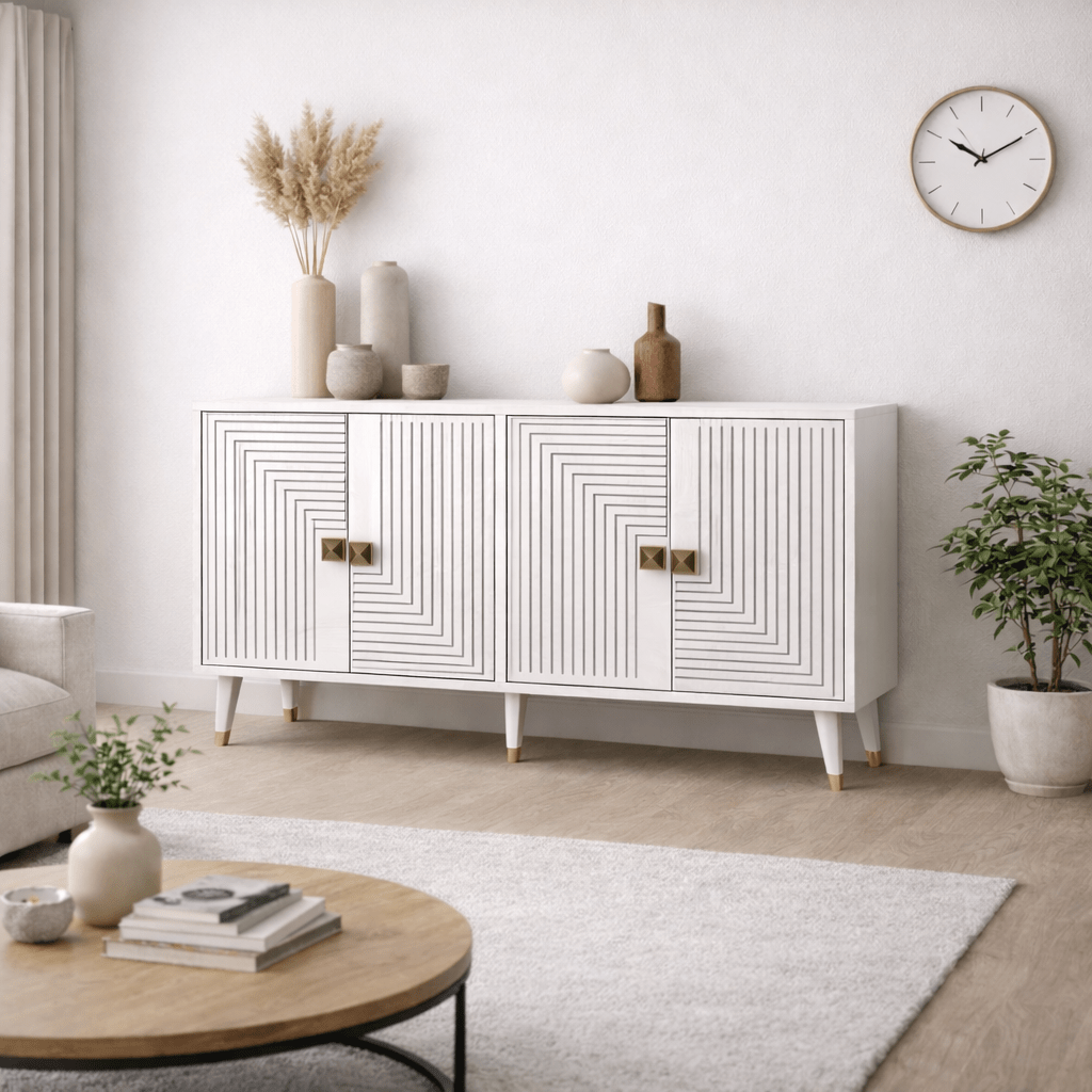 Modern Dressoir Wit-Goud 120 cm Melamine Ahart