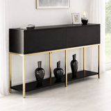 Moderne Kommode Black Lord 150x30x80 - Goldener Rahmen - Zwei Fächer