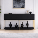 Moderne Kommode Black Lord 150x30x80 - Goldener Rahmen - Zwei Fächer