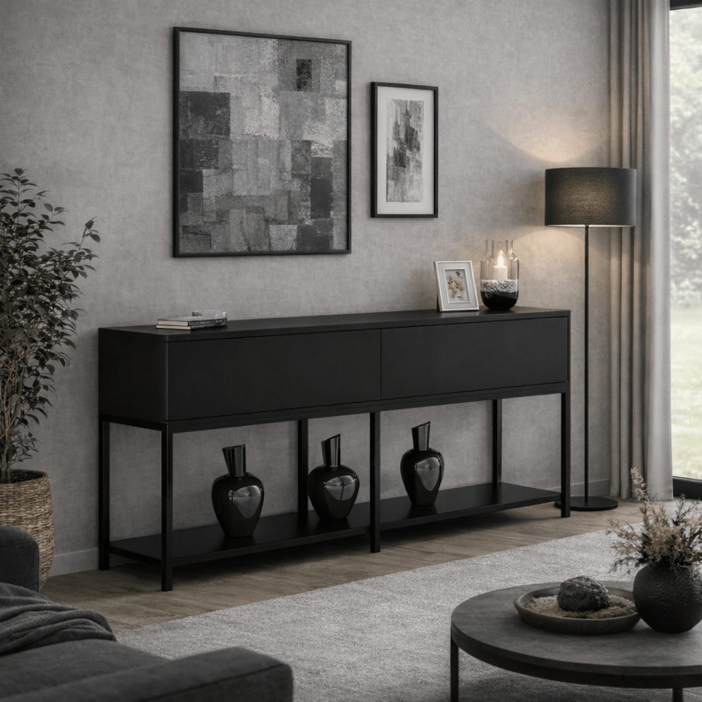 Moderne Kommode Black Lord 150x30x80 - Zwei Fächer