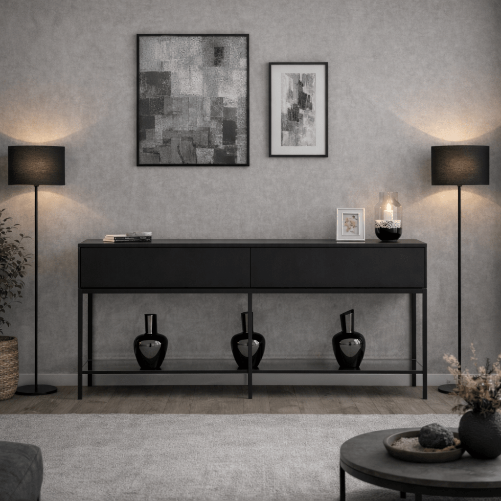 Moderne Kommode Black Lord 150x30x80 - Zwei Fächer