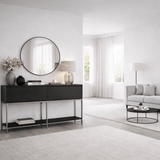 Moderne Kommode Black Lord 150x30x80 - Silberner Rahmen - Zwei Fächer