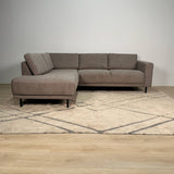 Modernes 3-Sitzer Ecksofa Links Taupe Stoff Aniko mit Liege 240x197x78 cm