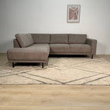 Modernes 3-Sitzer Ecksofa Links Taupe Stoff Aniko mit Liege 240x197x78 cm