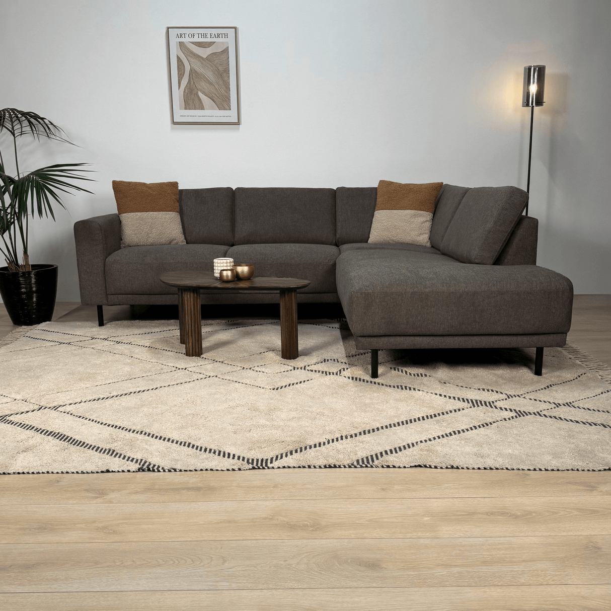 Modernes 3-Sitzer Ecksofa Rechts Anthrazit Stoff Aniko mit Liege 240x197x78 cm
