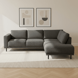 Moderne 3-zits hoekbank met Lounger Antraciet Stof Aniko rechts 240x197x78 cm