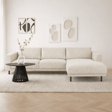 Banken - Moderne Hoekbank Rechts Beige Stof Aniko met Chaise Longue 238x142x78 cm - Dimehouse