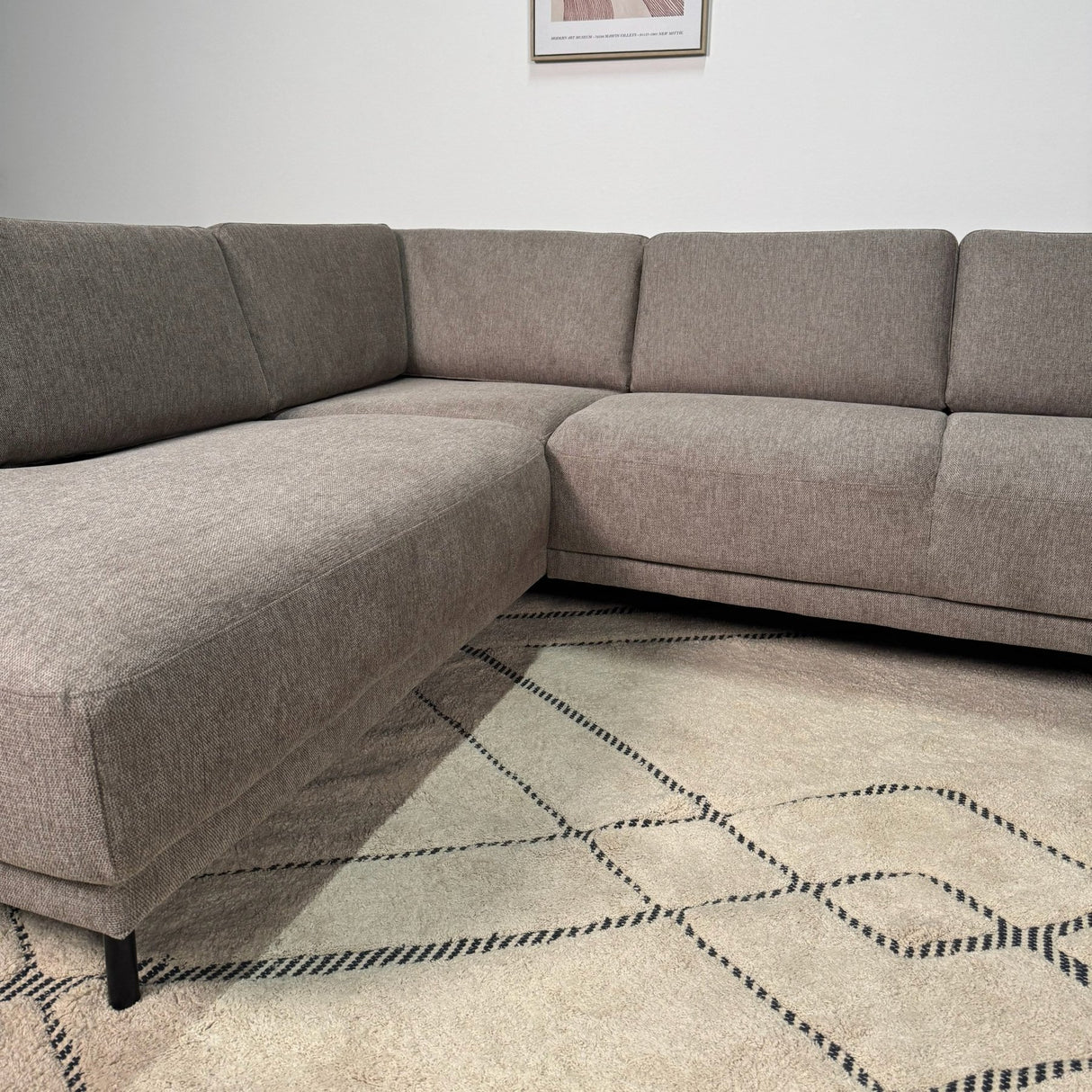 Modernes U-Sofa Ecksofa links, taupe Stoff Aniko, 310x197x78 cm