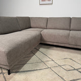 Modernes U-Sofa Ecksofa links, taupe Stoff Aniko, 310x197x78 cm