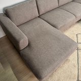 Modernes U-Sofa Ecksofa rechts taupe Stoff Aniko 310x197x78 cm