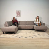 Modernes U-Sofa Ecksofa links, taupe Stoff Aniko, 310x197x78 cm