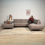Modernes U-Sofa Ecksofa rechts taupe Stoff Aniko 310x197x78 cm