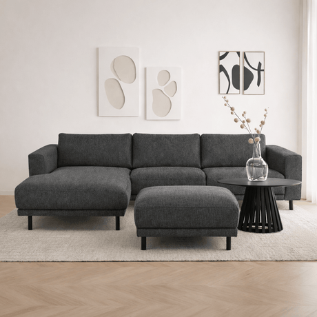 Modernes 3-Sitzer Ecksofa Rechts Anthrazit Stoff Aniko mit Liege 240x197x78 cm