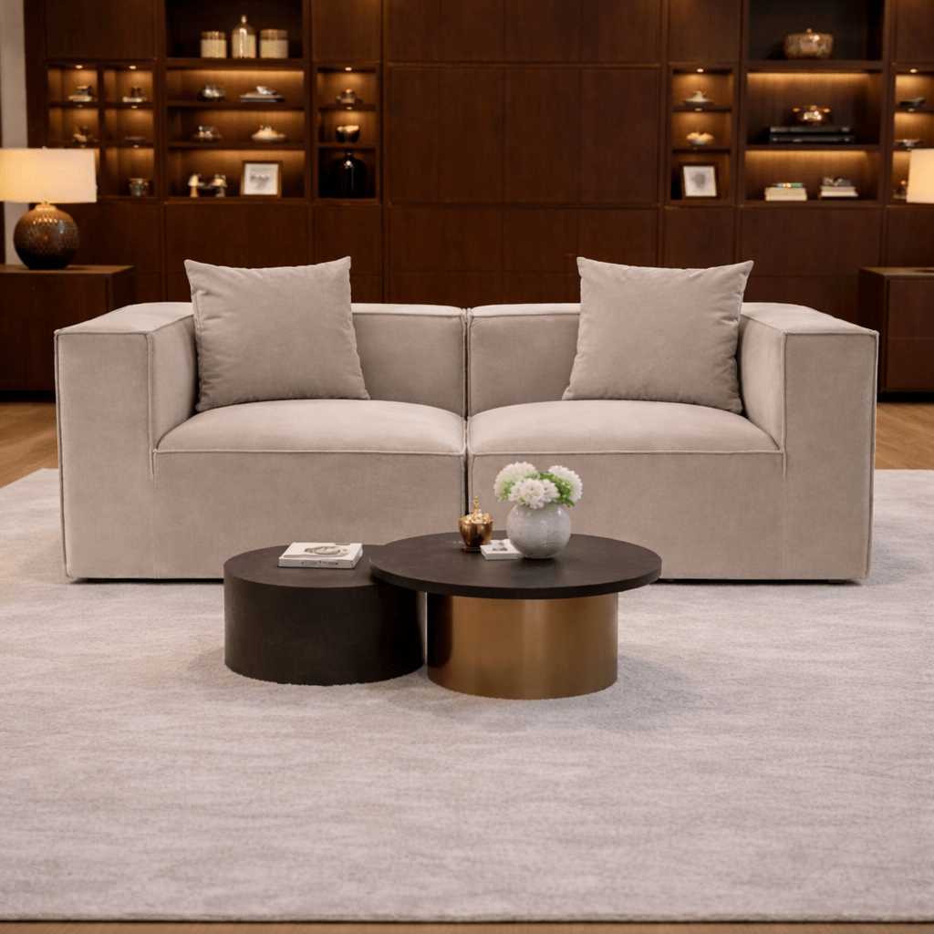 Banken - Modulaire XXL 2 - zits bank Sora 190 cm breed in Beige linnen - Dimehouse