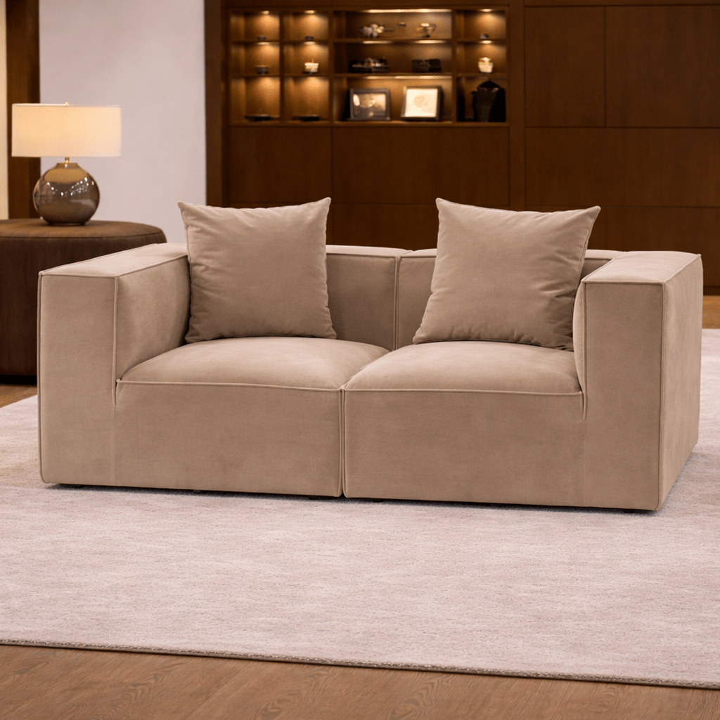 Banken - Modulaire XXL 2 - zits bank Sora 190 cm breed in Cappucino linnen - Dimehouse