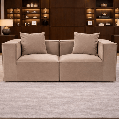 Banken - Modulaire XXL 2 - zits bank Sora 190 cm breed in Cappucino linnen - Dimehouse