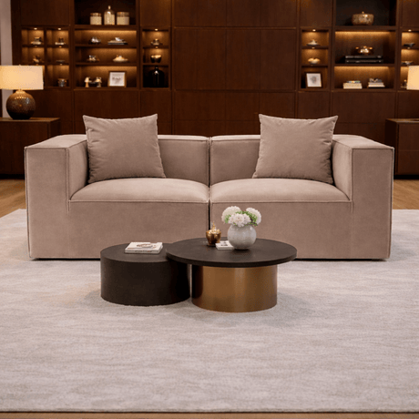 Banken - Modulaire XXL 2 - zits bank Sora 190 cm breed in Cappucino linnen - Dimehouse