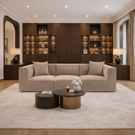 Banken - Modulaire XXL 3 - zits bank Sora 325 cm breed in Cappucino linnen - Dimehouse
